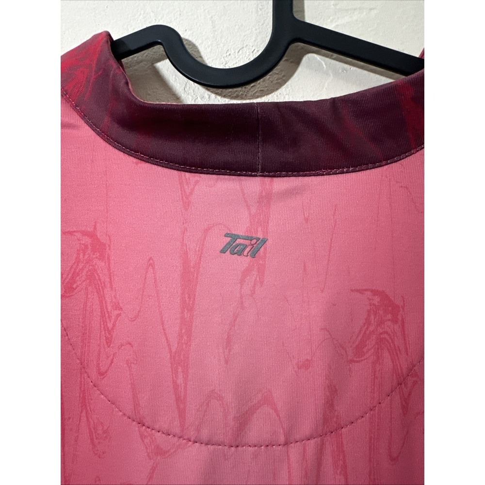 Tail Womens Sleeveless Quarter Zip Golf Top Pink Burgundy Marble Ombre Mock Neck - Picture 3 of 4